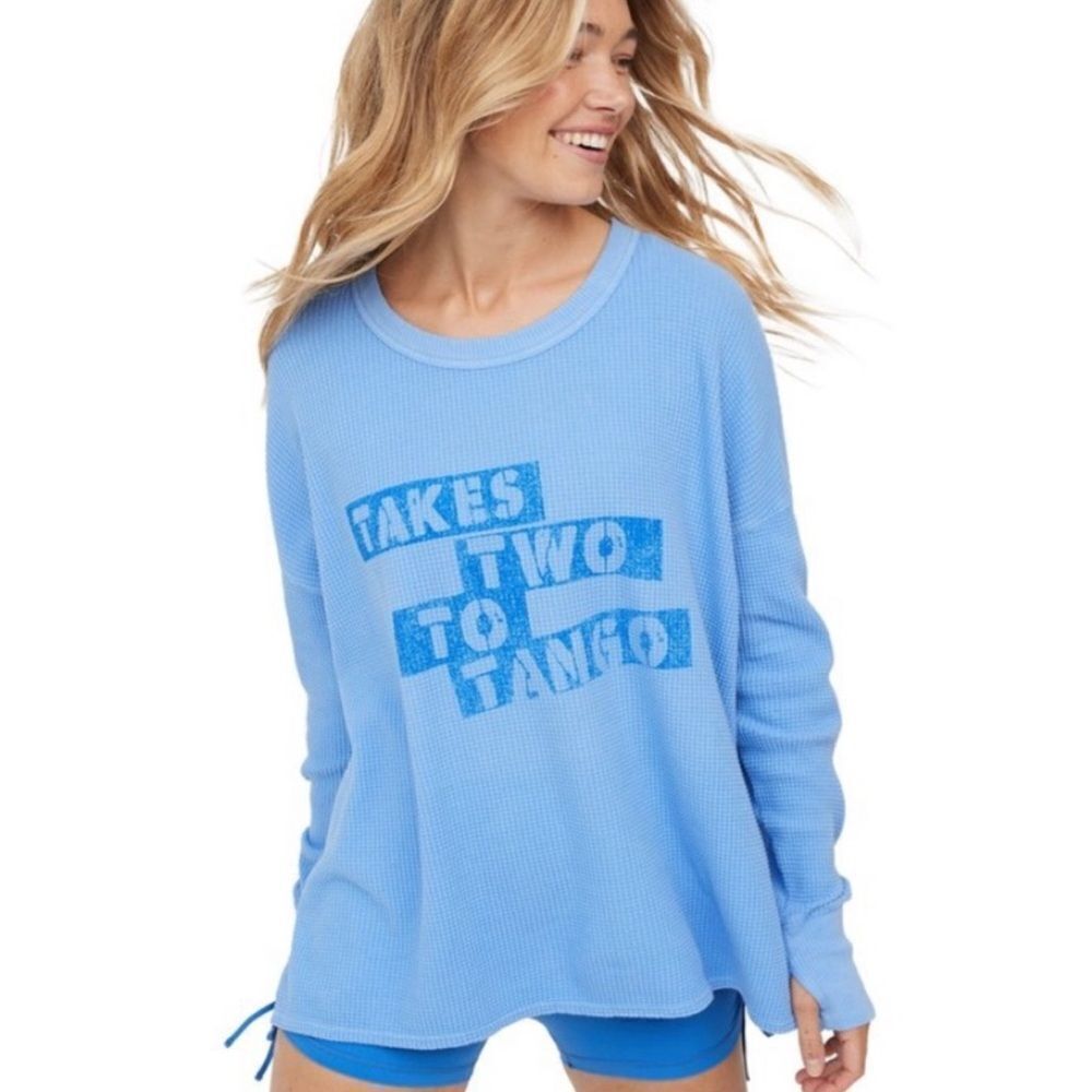 Offline By Aerie Waffle Rib Graphic Crew Tee Long Sleeve Women’s Small